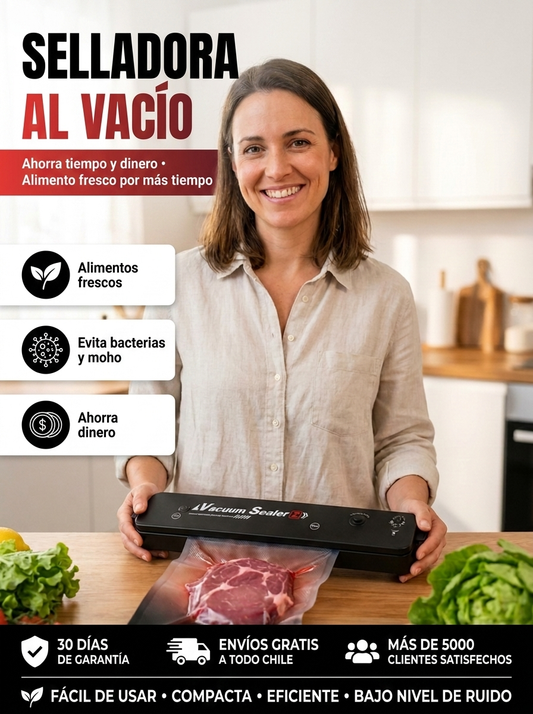 Selladora de alimentos al vacío incluye 5 metros de rollo de bolsas GRATIS